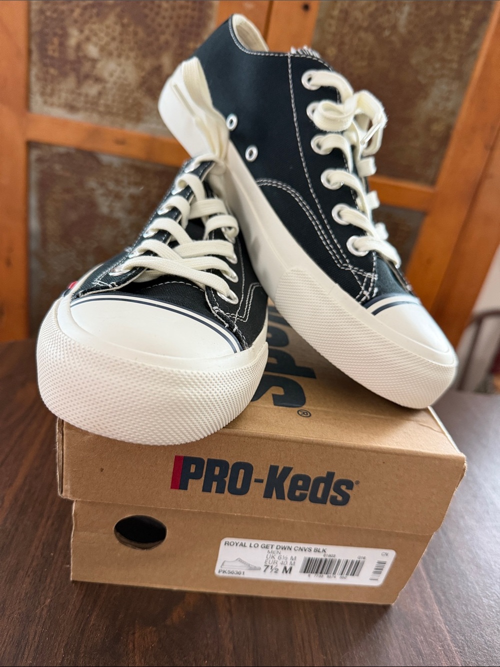 NIB PRO-Keds Royal Lo Get Down Canvas Black Sneakers Mens 7.5 - Picture 2 of 7